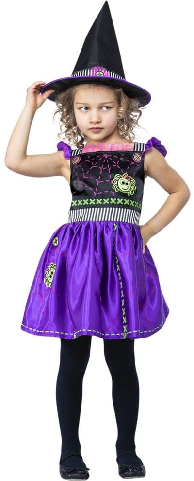 Smiffys - Stitch Witch Kinder Kostuum - Kids tm 2 jaar - Zwart/Paars