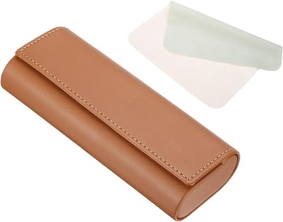 Hard Shell Brillenkoker van PU Lederen, Lichtgewicht Opbergtas voor Zonnebrillen en Brillen, Retro Karamel Ontwerp voor Dames en Heren