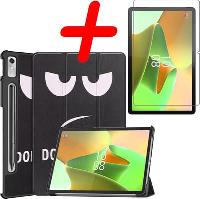 Hoesje Geschikt voor Lenovo Tab P11 Pro - Met Screenprotector - Trifold Bookcase - Hard Cover Case - Met Uitsparing Geschikt voor Lenovo Pen - Hardcover Book - Tablet Hoes - Don't Touch Me