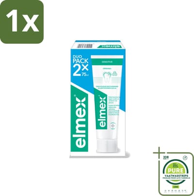 1 x Elmex - Tandpasta - Sensitive Duopack - Gevoelige Tanden - 2 x 75 ml - Tandpasta Gevoelige Tanden - Tandplak Verwijderen - Tandglazuur Versterken - Gevoelige Tanden Beschermen - Aminfluoride
