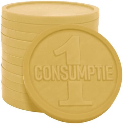 CombiCraft gerecyclede reliëfmunten met 1 consumptie pastel geel - 250 stuks