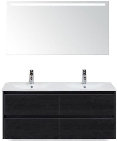 Dante Badmeubelset 120 cm - Black Oak - Keramische Wastafel Wit Enjoy met Sence Spiegel