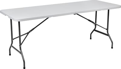 BRASQ Inklapbare Vouwtafel Wit - 180x70x74cm- Campingtafel - Klaptafel - Weerbestendig - Tafel met draaghandvat