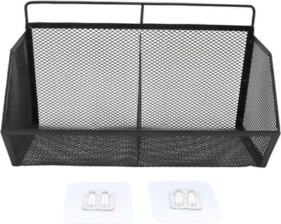 Wandrek Keuken - Opbergmand - Ruimte Organiseren - Zonder Boren - 25.5x10x15cm - Zwart