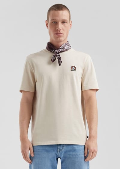 T-shirt met ronde hals van dik enkel jersey met geborduurd embleem QS