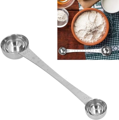 Allecto - Maatlepel - Dubbelzijdige Lepel - Comfortabel Handvat - Zilver - Theelepel - Keukenaccessoire voor Koffieliefhebbers - Roestvrij staal