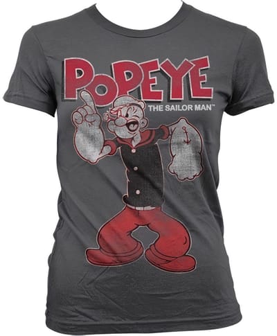 Popeye Dames Tshirt -S- Distressed Sailor Man Grijs
