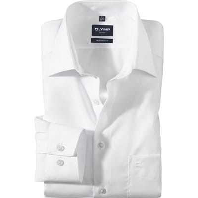 OLYMP Luxor modern fit overhemd - mouwlengte 72 cm - wit - Strijkvrij - Boordmaat: 37 (EU maat: S)