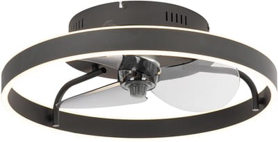 QAZQA maddy - LED Plafondventilator met Verlichting | Lamp en Afstandsbediening - 1 lichts - Ø 50 cm - Zwart - Woonkamer | Slaapkamer | Keuken