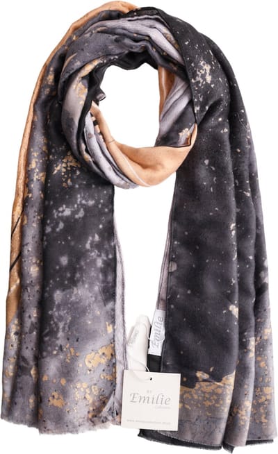 Emilie scarves - sjaal - print - grijs - goud - beige