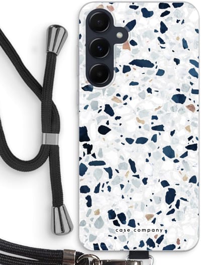 Case Company® - Hoesje met koord geschikt voor Samsung Galaxy A55 hoesje met Koord - Terrazzo N°1 - Telefoonhoesje met Zwart Koord - Bescherming aan alle Kanten en Over de Schermrand