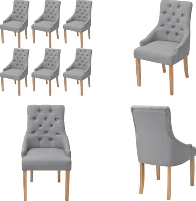 vidaXL - Eetkamerstoelen - 6 - st - stof - lichtgrijs