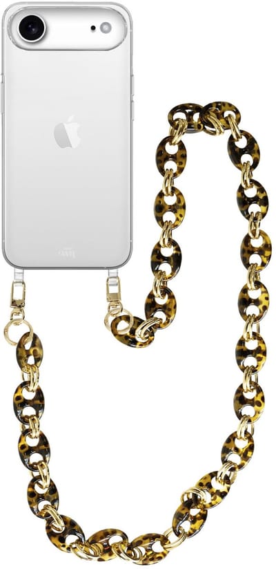 xoxo Wildhearts siliconen hoesje - Geschikt voor iPhone 17 Air - Marble Brown - Lang Koord - Telefoonhoesje - Hoesje met koord - telefoonkoord - Transparant hoesje - Lang marmerprint bruin koord