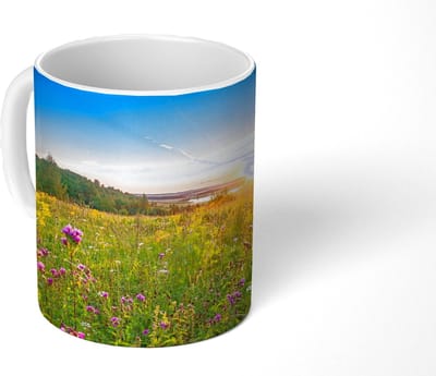 Mok - Koffiemok - Zon - Gras - Bloemen - Mokken - 350 ML - Beker - Koffiemokken - Theemok