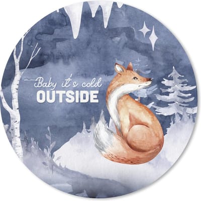 Muismat rond 20x20 cm - Mousepad Winter - Vos - Schilderij - Ronde muismatten - Kerst - Cadeau - Kerstcadeau voor mannen en voor vrouwen