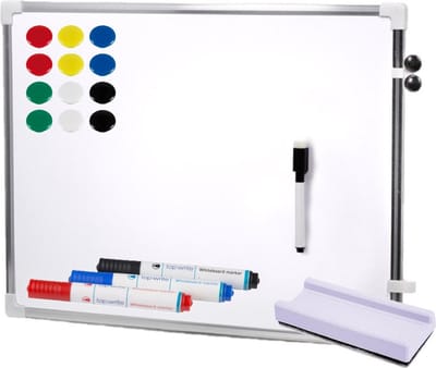 Concorde Magnetisch whiteboard/memobord - 50 x 70 cm - met gekleurde stiften - 15x magneten - en een wisser