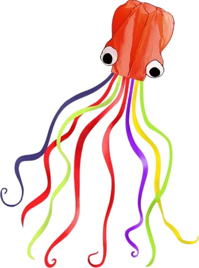 Bovista Vlieger Voor Strand - Kite Vliegers - Kindervlieger - Octopus - 5 meter - Oranje