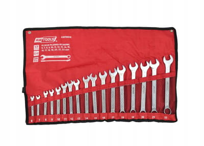 Awtools - Set Steeksleutel-Ringsleutel - 17 stuks - 6mm-22mm - Chroom-vanadiumstaal
