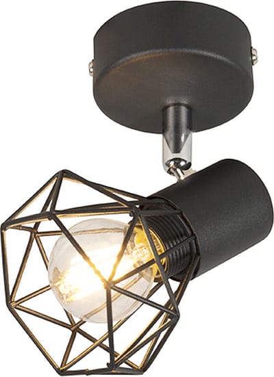 QAZQA mosh - Moderne Dimbare LED Smart Plafondspot | Spotje | Opbouwspot incl. wifi met Dimmer - 1 lichts - L 9 cm - Zwart - Woonkamer | Slaapkamer | Keuken