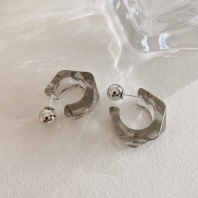 Kleurrijke heldere hars acryl oorbellen voor vrouwen geometrische holle verklaring oorbellen meisjes mode-sieraden cadeau gray