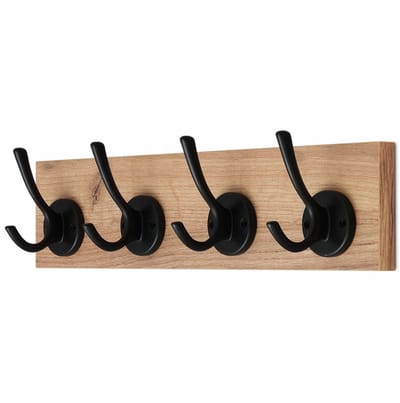 Klassieke Wandkapstok met 4 Haken - Gold Oak - Retro Stijl