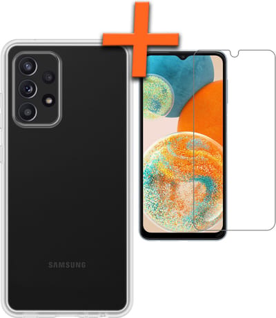 Hoes - Met Screenprotector - Geschikt voor Samsung Galaxy A23 - Sterk & Shockproof - Back Cover - Siliconen Case - Telefoon Hoes - Transparant