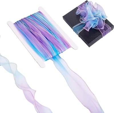10M Gradiënt Organza Chiffon Linten 55Mm Transparante Sheer Gaas Linten voor DIY Craft Projecten, Boeket Versiering en Cadeau Verpakking