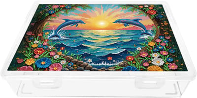 Adorzy Diamond Painting Opbergbox Dolfijnen – Opbergdoos - Opbergen - Diamond Painting Volwassenen – Diamond Painting Volledig Pakket