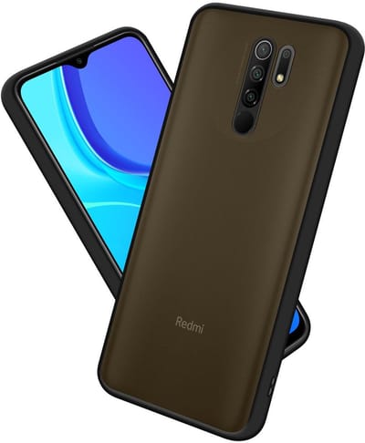 Cadorabo Hoesje geschikt voor Xiaomi RedMi 9 in MATT ZWART - Hybride beschermhoes met TPU siliconen Case Cover binnenkant en matte plastic achterkant