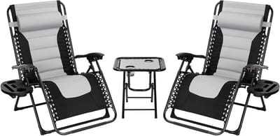 Luxe tuinstoelen duoset - Verstelbare tuinstoel en ligstoel - 2 personen - 90°-160° - Tuin - Metaal - Zwart