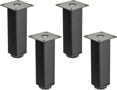 4 stuks SOTECH meubelpoten ZULU 38 x 38 x 150 mm zwart mat, belastbaar tot 100 kg per poot, vitrinepoten sokkelpoten kastpoten