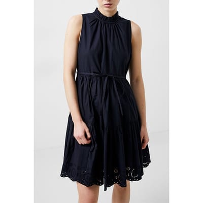 French Connection Tiered Broderie Mix Dress Black Size: 6 | Mini Dresses Outlet | Dames | Zwart