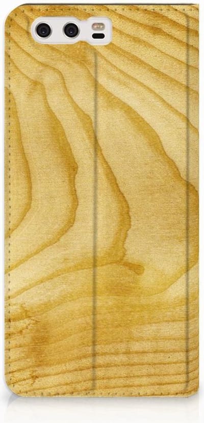 Huawei P10 Plus Book Wallet Case Licht Hout
