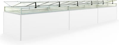 Moestuinbak opzetstuk van aluminium en polycarbonaat Tuinkas plantenbak voor tuin, balkon, met dakvenster kleppen, UV en weerbestendig, 119 x 579 cm