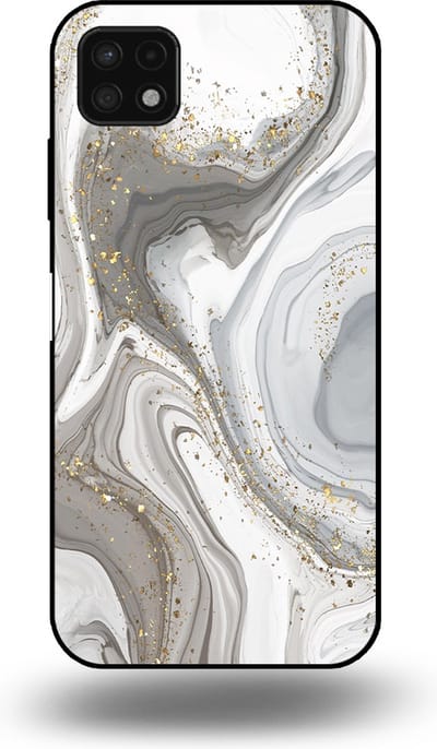 Smartphonica Telefoonhoesje geschikt voor Samsung Galaxy A22 5G met marmer opdruk - TPU backcover case marble design - Zilver geschikt voor Samsung Galaxy A22 5G