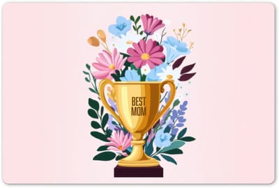 Placemats 45x30 cm - Placemat kunststof - 1 stuk - Trofee - Best Mom - Bloemen - Kleurrijk - Borden onderleggers - Decoratie voor op tafel - Keuken tafeldecoratie accessoires - Vinyl onderlegger - Tafelversiering