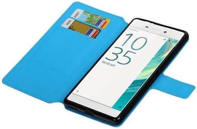 Cross Pattern TPU Bookstyle Wallet Case Hoesjes Geschikt voor Xperia C6 Blauw