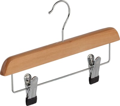 De Kledinghanger Gigant - Knijperhanger - Baby - 7106BA - 40 Stuks - Lotushout - Naturel Gelakt - Verschuifbare Anti-slip knijpers - 28 cm - Rokhanger - Broekhanger - Pantalonhanger - Babybügel (7106BA/40)