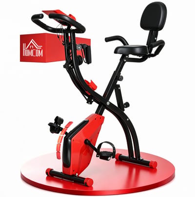 HOMCOM-Heimtrainer-Stahl, ABS-105cm x 48cm x 118cm-Rot+Schwarz