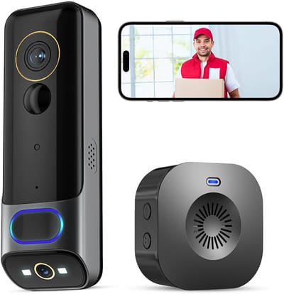Draadloze WiFi-videodeurbelcamera met bel, 1080P HD Slimme videodeurbel met camera Werkt op batterijen - Draadloze Video Deurbel - Met Camera - Draadloze Beveiligingscamera - Video Doorbell - Deurbel Draadloos - Incl. Gong