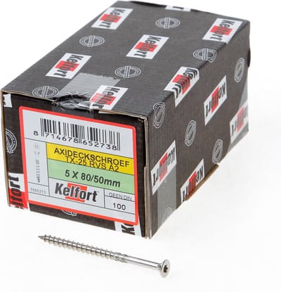 Kelfort Vlonderschroef platverzonken kop RVS A2 T25 5.0 x 80/50mm