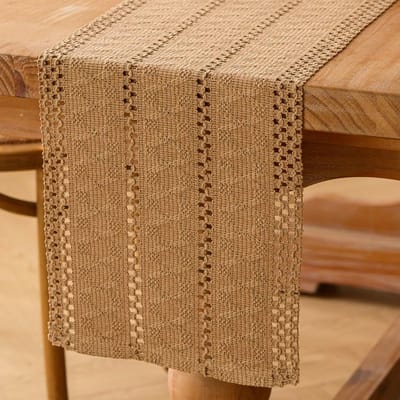 Tafelloper bruin boho macramé modern lente boerderij klein tafelkleed smal landhuisstijl rustieke tafelloper katoen linnen tafelloper voor bruiloft keuken decoratie 30 x 140 cm