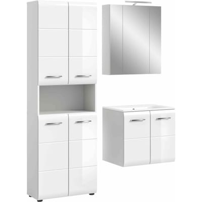 IJsbadkamercombinatie inclusief verlichting wit hoogglans MDF TZ wit NB - 46x135x185cm