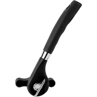 Blikopener Handmatige Blikopener RVS Flesopener Gladde Rand Antislip Handvat voor Keuken black
