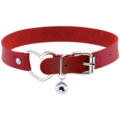 Rood Leren Spikes Choker Punk Kraag Vrouwen Mannen Vleermuis Hart Choker Dikke Ketting Goth Sieraden Metaal Gotische Emo Accessoires brown