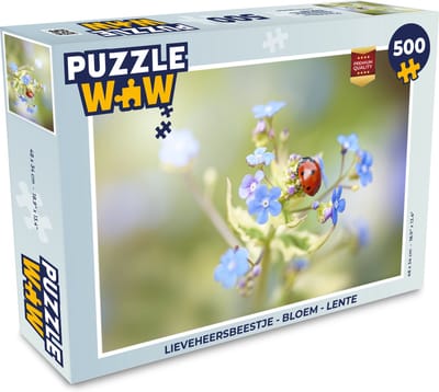Puzzel Lieveheersbeestje - Bloem - Lente - Legpuzzel - Puzzel 500 stukjes