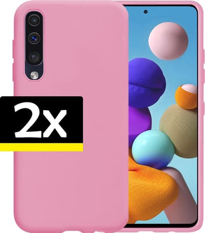 Hoesje - 2 Stuks - Geschikt voor Samsung Galaxy A50 - Sterk & Shockproof - Case Siliconen - Back Cover - Telefoon Hoes - Telefoonhoesjes - Roze