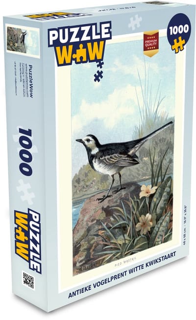 Puzzel Antieke vogelprent witte kwikstaart - Legpuzzel - Puzzel 1000 stukjes volwassenen