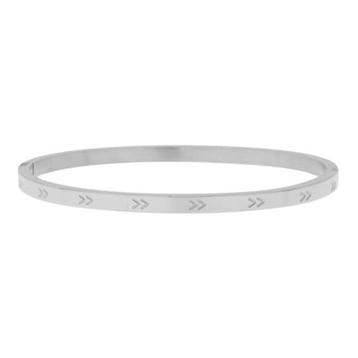 Bangle armband V - Smal - Zilver - Stainless steel (verkleurt niet) - Verlengkettinkje