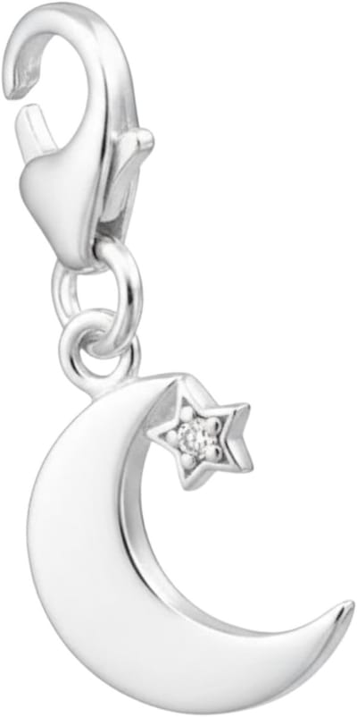 MAXTE 925 Zilveren Maan Clip-on Bedel met Zirkonia - Charm voor Pandora-stijl Armbanden - Sterling Zilver